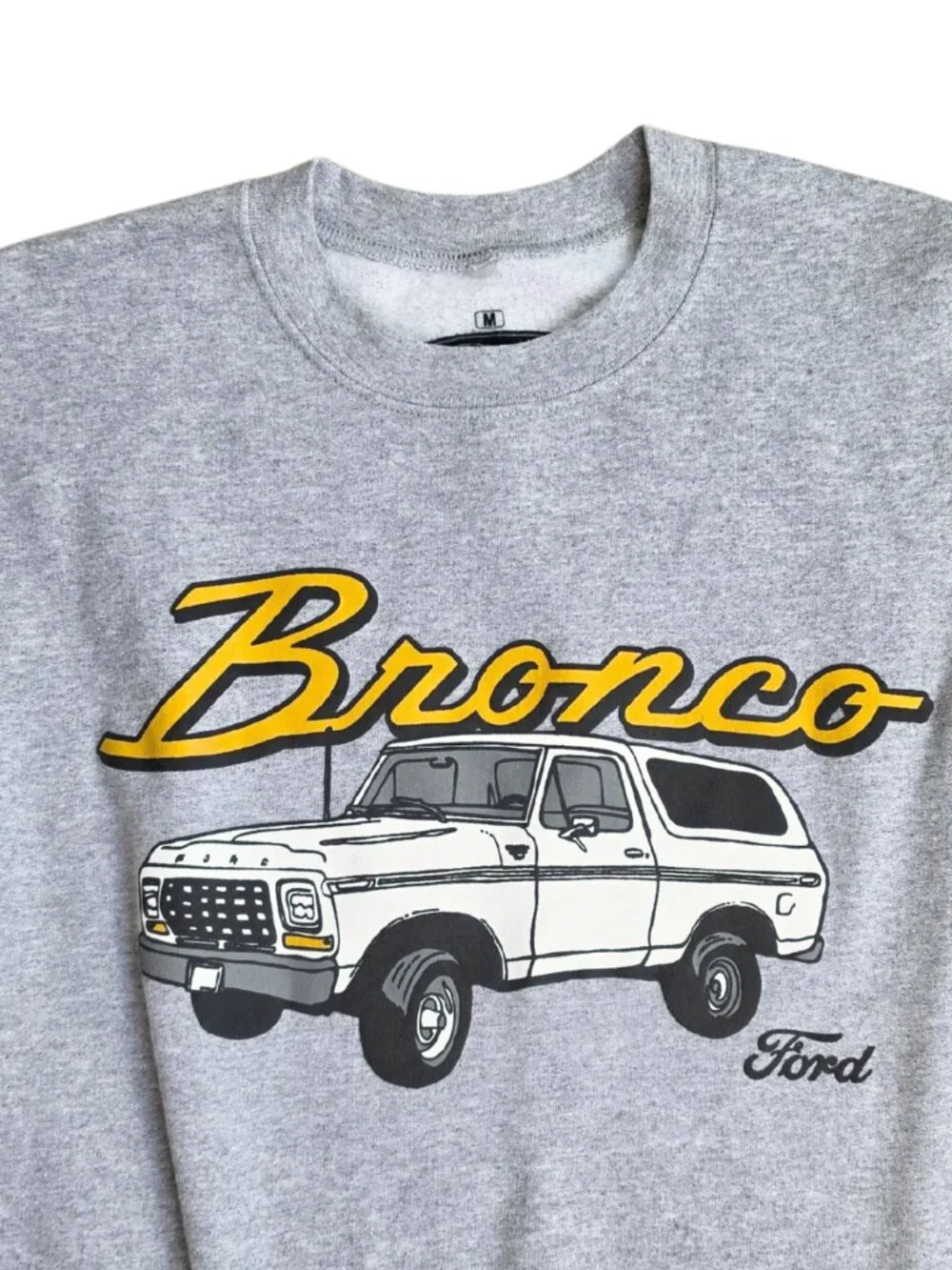 Ford Bronco Heather Grey Graphic Crewneck Sweatshirt Double Sided Medium